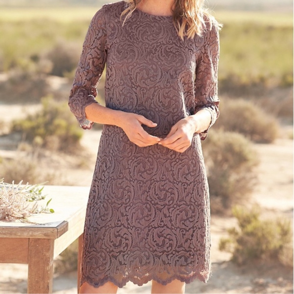 Garnet Hill Mauve Pink Lace Dress Size 10